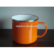 orange enamel milk pot